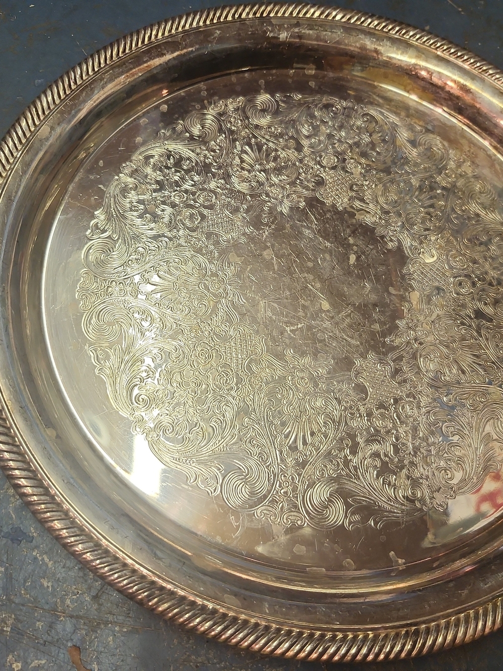 Vintage Castleton Silver-Plated Decorative Serving Tray - Elegant Scroll Pattern